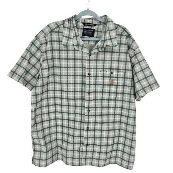 Carharrt force sun defender Mens 2XL plaid button up vented short sleeve tw6167 - Picture 1 of 12